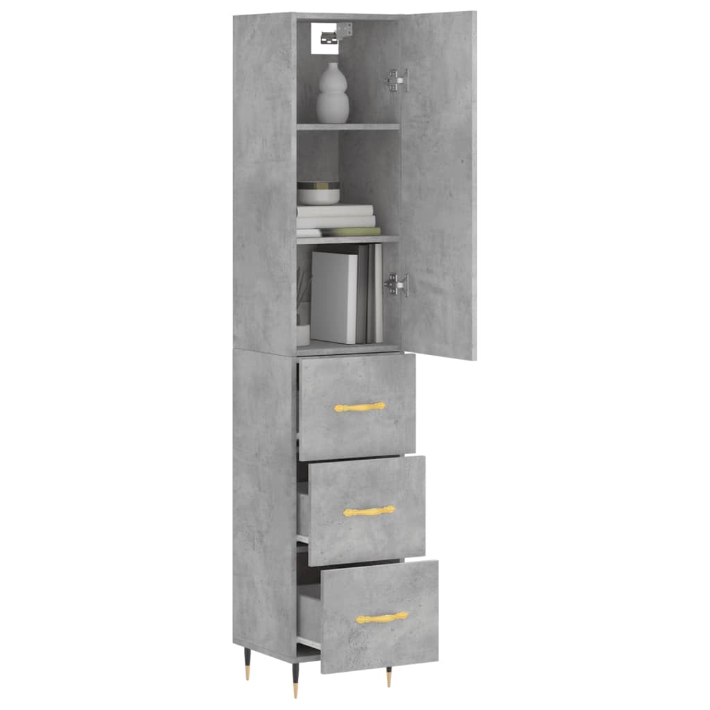 Skříň Highboard Betonově Šedá 34,5X34X180 Cm Kompozitní Dřevo