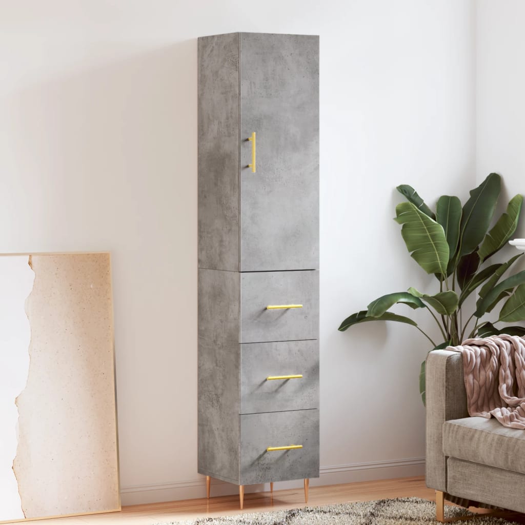 Skříň Highboard Betonově Šedá 34,5X34X180 Cm Kompozitní Dřevo