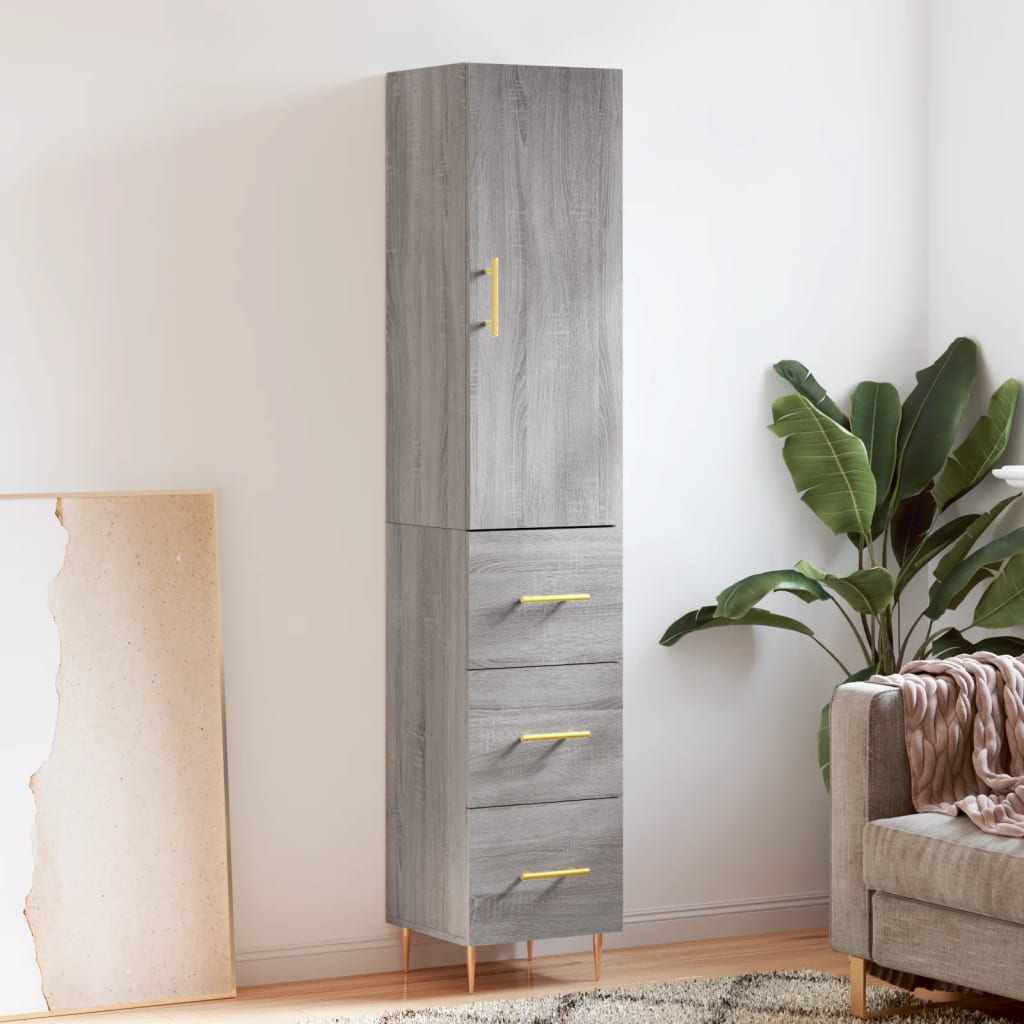 Skříň Highboard Betonově Šedá 34,5X34X180 Cm Kompozitní Dřevo