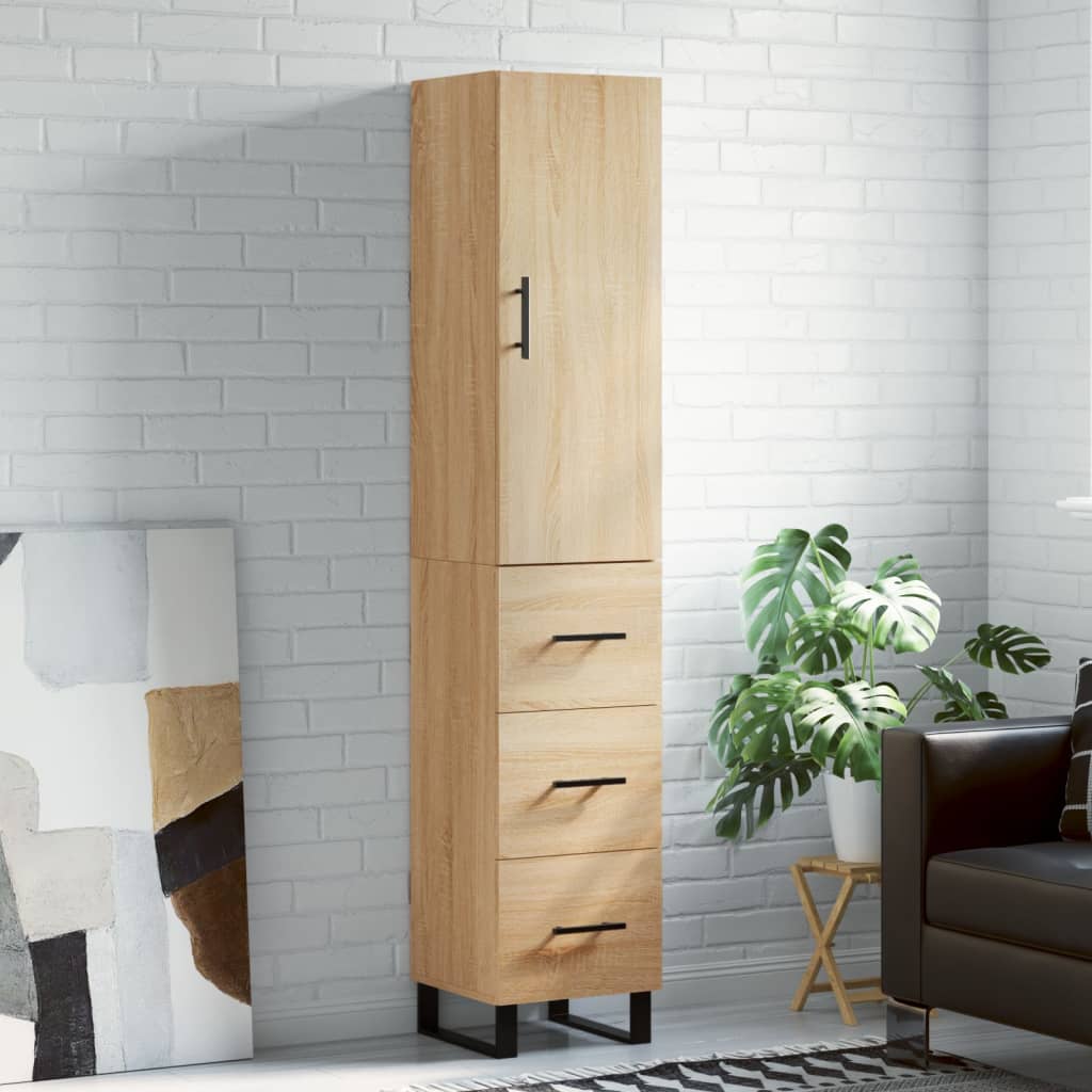 Skříň Highboard 34,5 X 34 X 180 Cm Kompozitní Dřevo