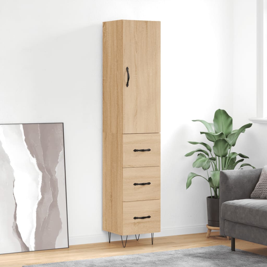 Skříň Highboard 34,5 X 34 X 180 Cm Kompozitní Dřevo