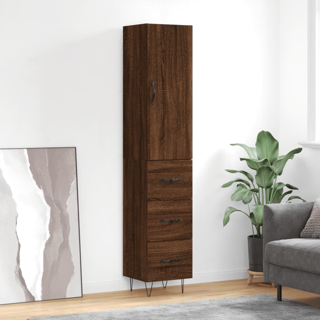 Skříň Highboard 34,5 X 34 X 180 Cm Kompozitní Dřevo