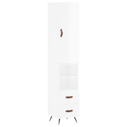 Skříň Highboard Bílá S Vysokým Leskem 34,5X34X180 Cm Kompozit