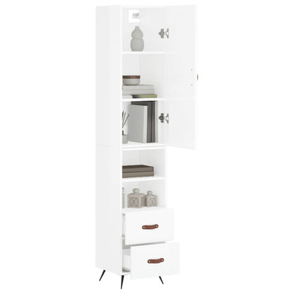 Skříň Highboard Bílá S Vysokým Leskem 34,5X34X180 Cm Kompozit