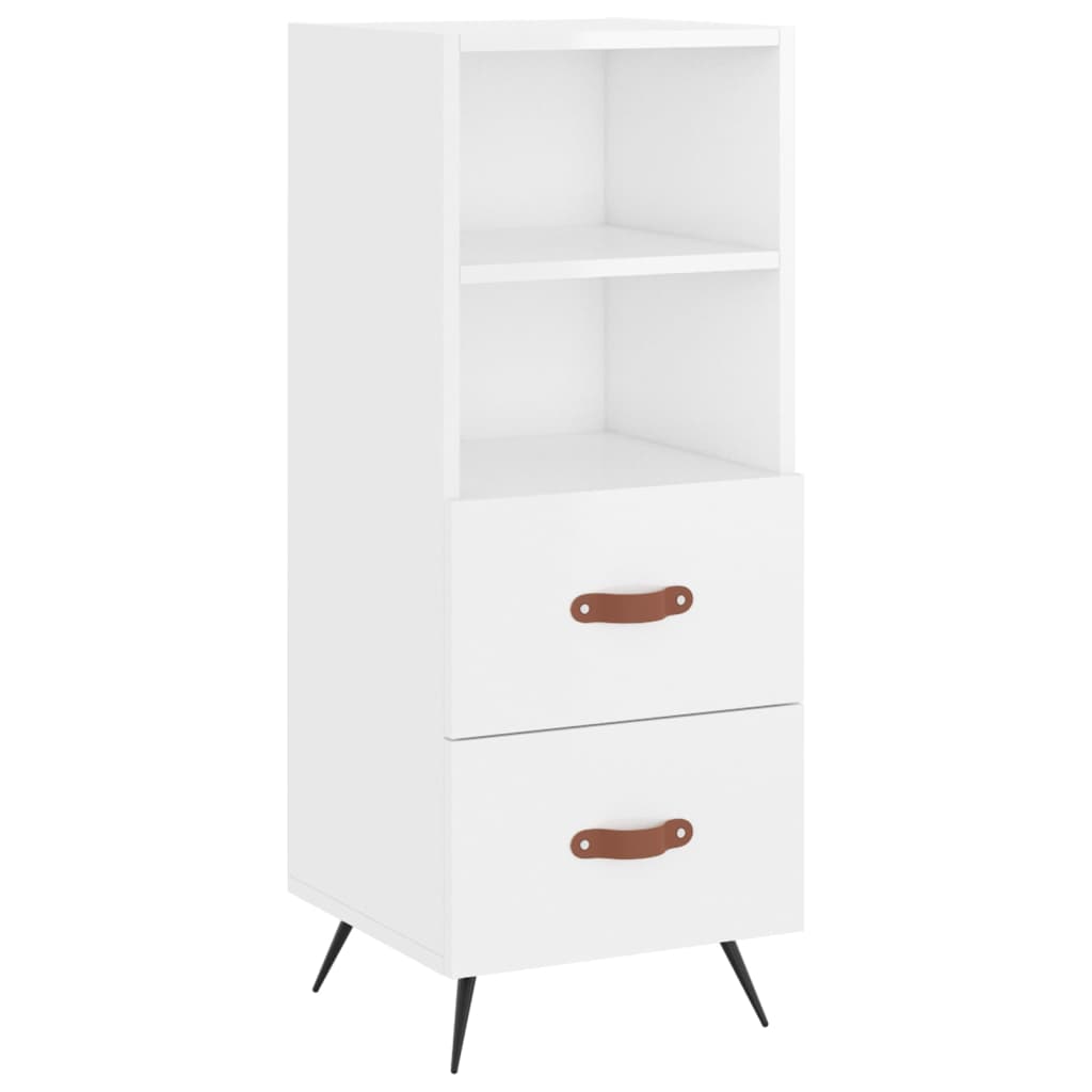 Skříň Highboard Bílá S Vysokým Leskem 34,5X34X180 Cm Kompozit