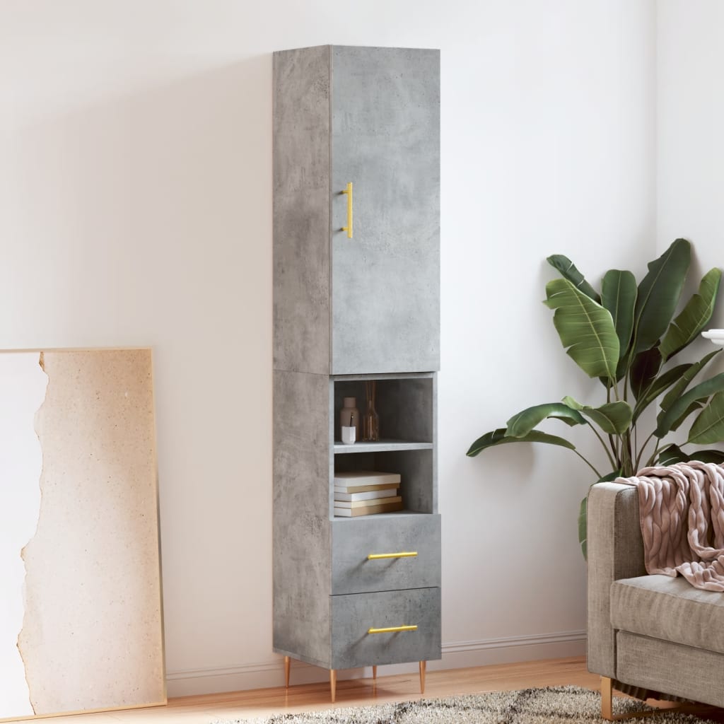 Skříň Highboard Betonově Šedá 34,5X34X180 Cm Kompozitní Dřevo