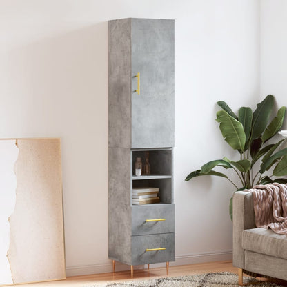 Skříň Highboard Betonově Šedá 34,5X34X180 Cm Kompozitní Dřevo