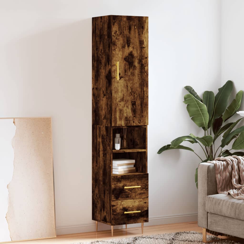 Skříň Highboard Betonově Šedá 34,5X34X180 Cm Kompozitní Dřevo