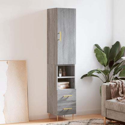 Skříň Highboard Betonově Šedá 34,5X34X180 Cm Kompozitní Dřevo