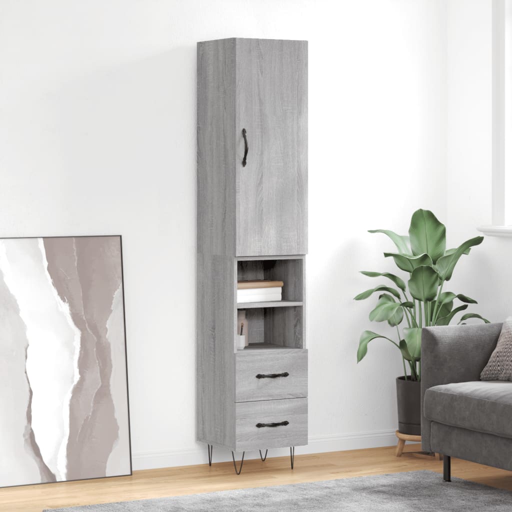 Skříň Highboard 34,5 X 34 X 180 Cm Kompozitní Dřevo