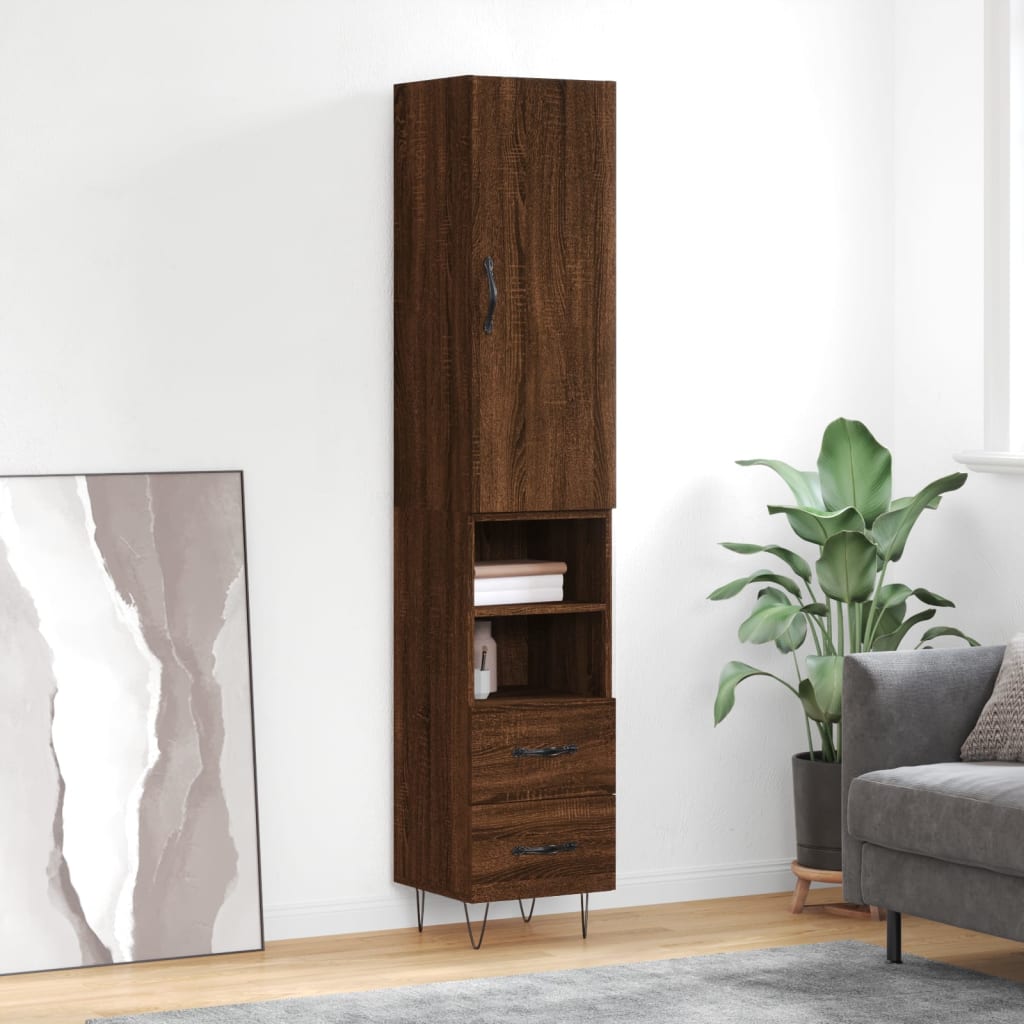 Skříň Highboard 34,5 X 34 X 180 Cm Kompozitní Dřevo