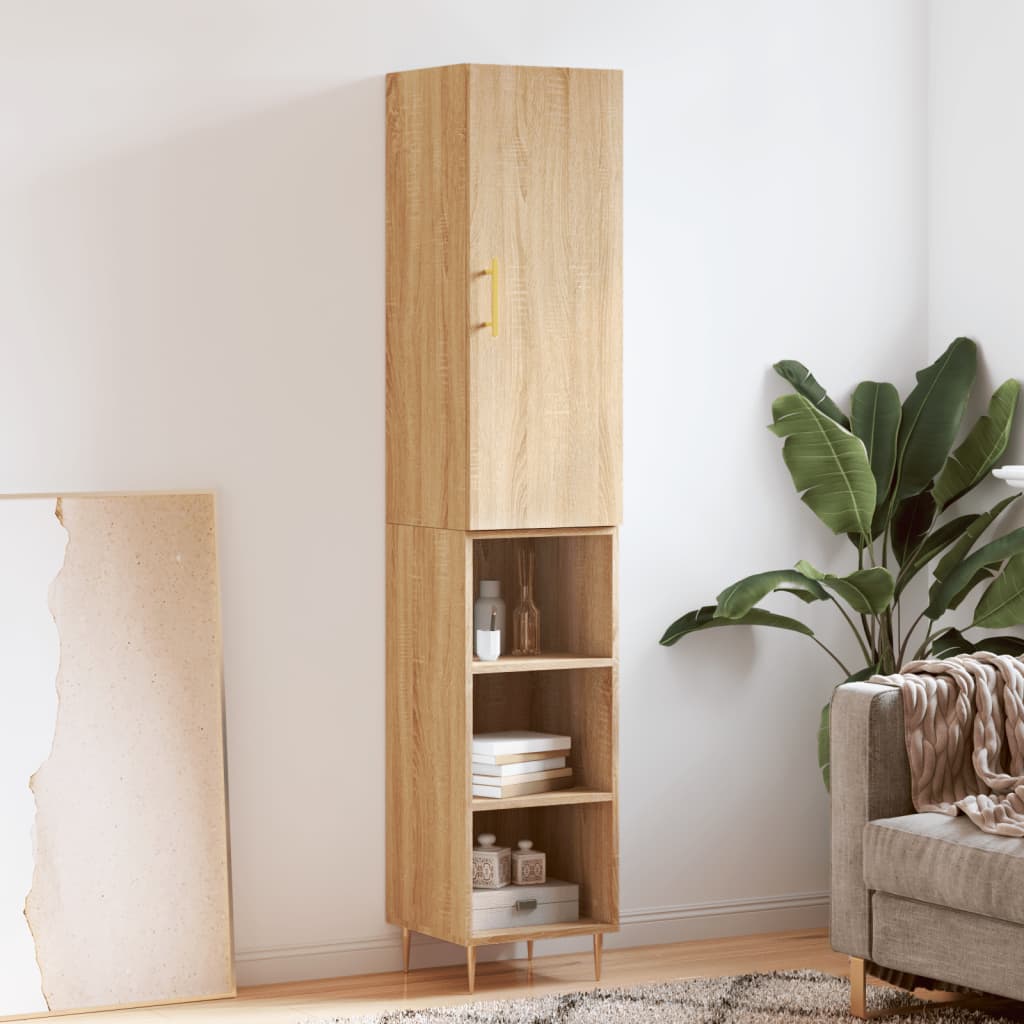 Skříň Highboard Betonově Šedá 34,5X34X180 Cm Kompozitní Dřevo