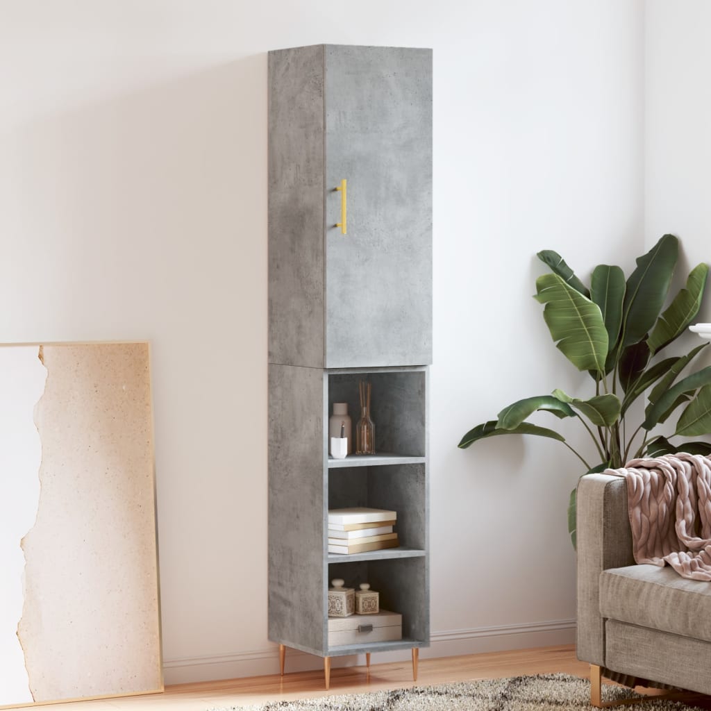 Skříň Highboard Betonově Šedá 34,5X34X180 Cm Kompozitní Dřevo