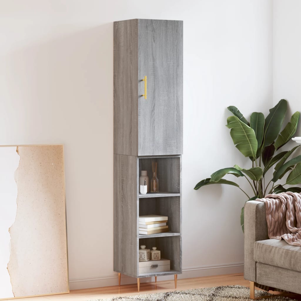 Skříň Highboard Betonově Šedá 34,5X34X180 Cm Kompozitní Dřevo