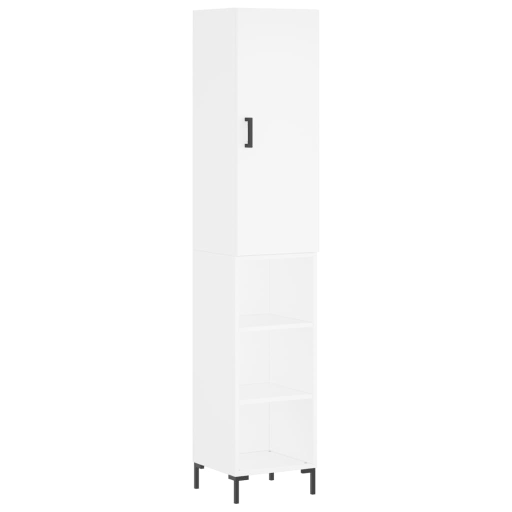 Skříň Highboard Bílá 34,5 X 34 X 180 Cm Kompozitní Dřevo