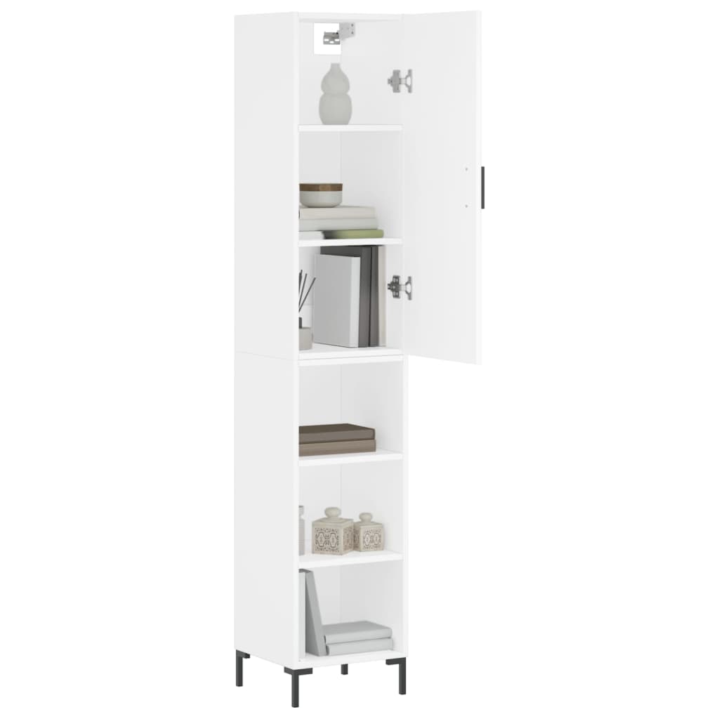 Skříň Highboard Bílá 34,5 X 34 X 180 Cm Kompozitní Dřevo