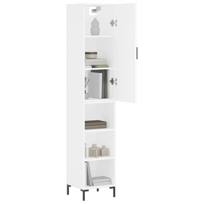Skříň Highboard Bílá 34,5 X 34 X 180 Cm Kompozitní Dřevo