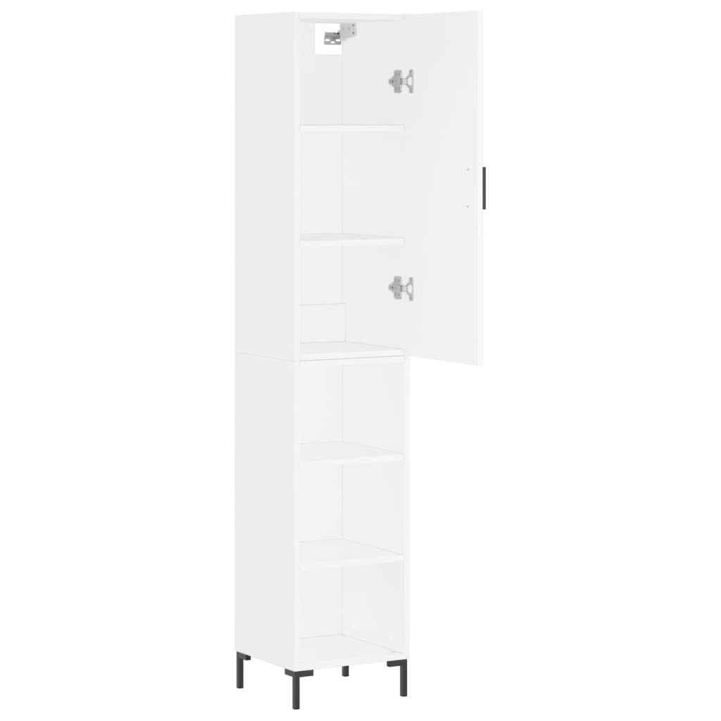 Skříň Highboard Bílá 34,5 X 34 X 180 Cm Kompozitní Dřevo