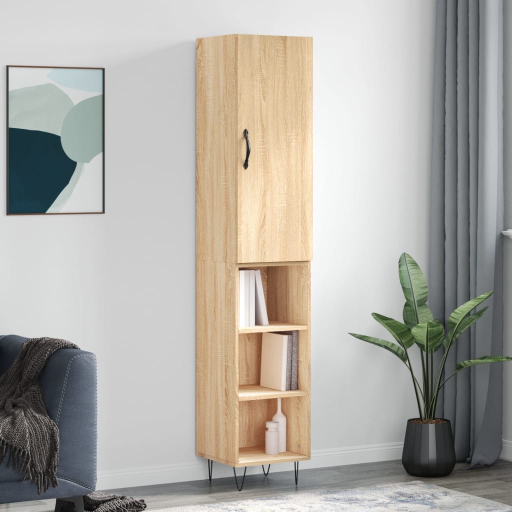 Skříň Highboard 34,5 X 34 X 180 Cm Kompozitní Dřevo