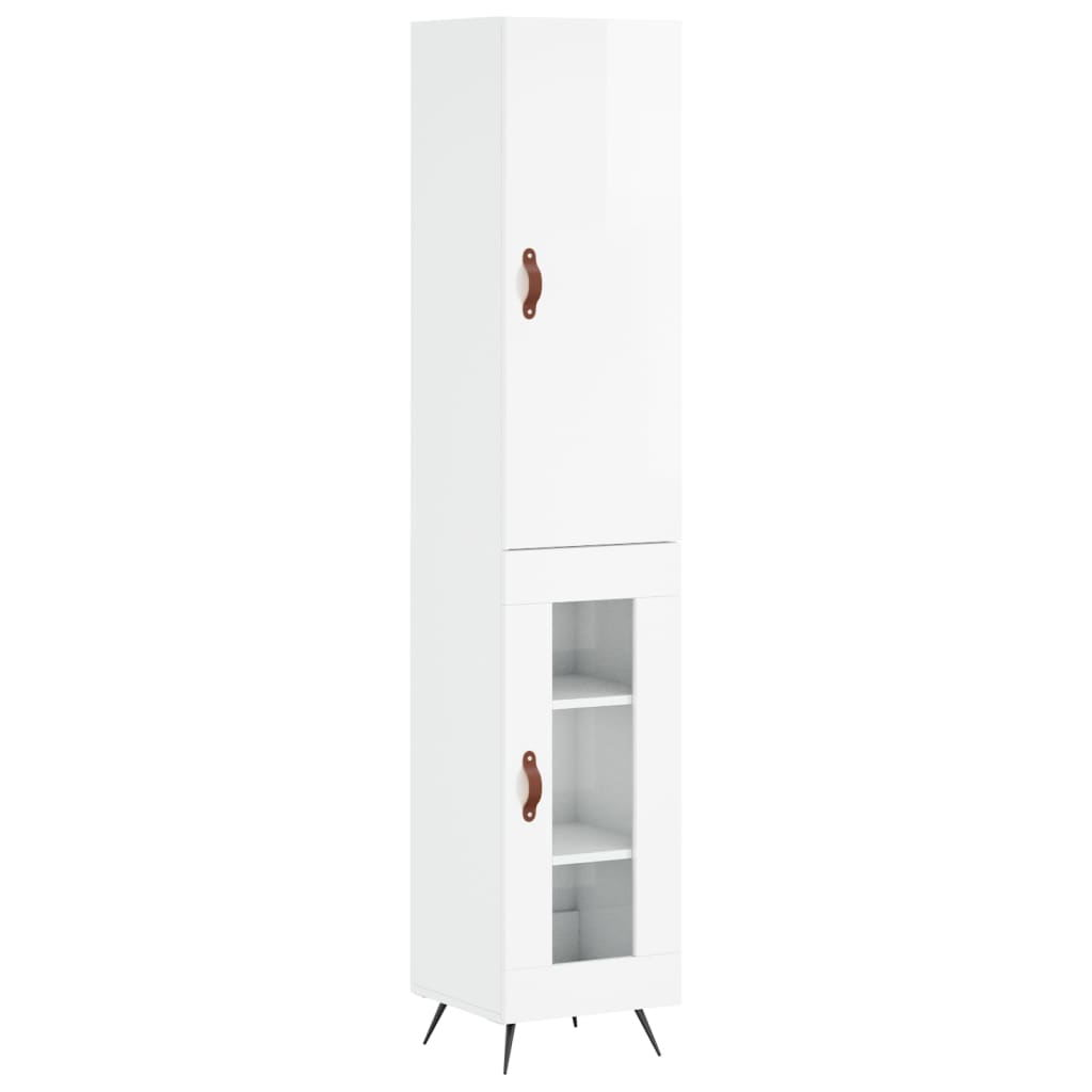Skříň Highboard Bílá S Vysokým Leskem 34,5X34X180 Cm Kompozit