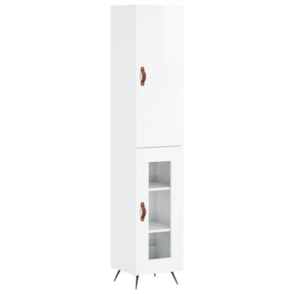 Skříň Highboard Bílá S Vysokým Leskem 34,5X34X180 Cm Kompozit