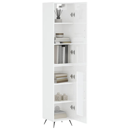 Skříň Highboard Bílá S Vysokým Leskem 34,5X34X180 Cm Kompozit
