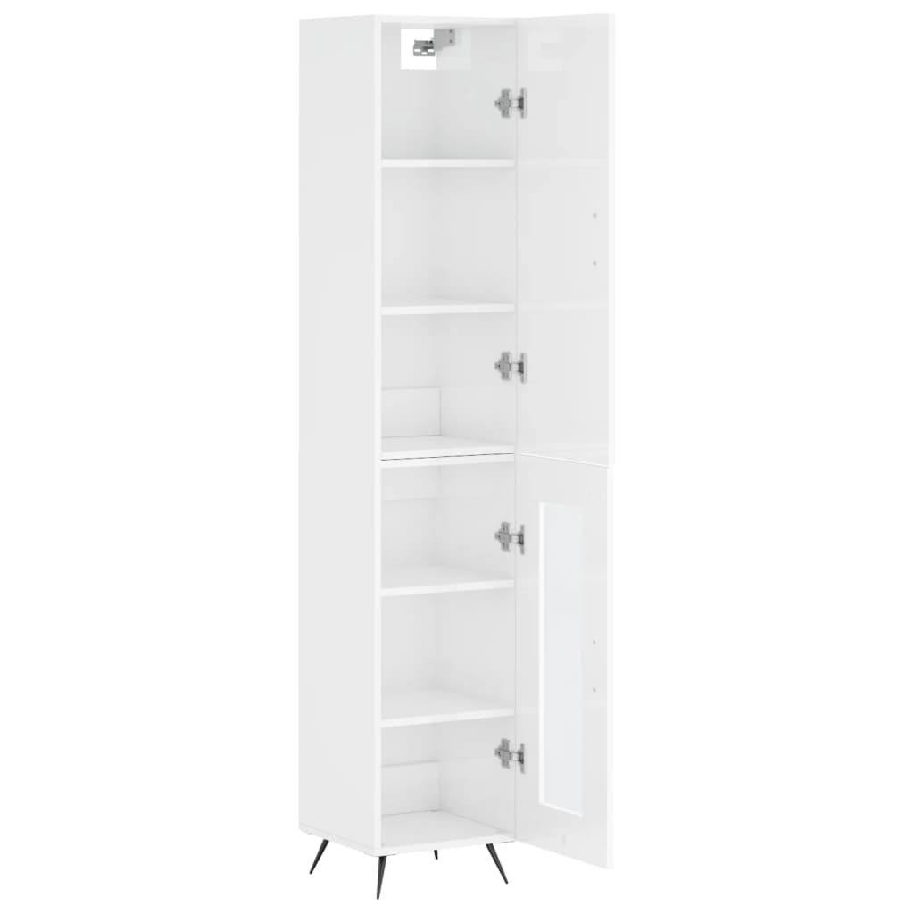 Skříň Highboard Bílá S Vysokým Leskem 34,5X34X180 Cm Kompozit