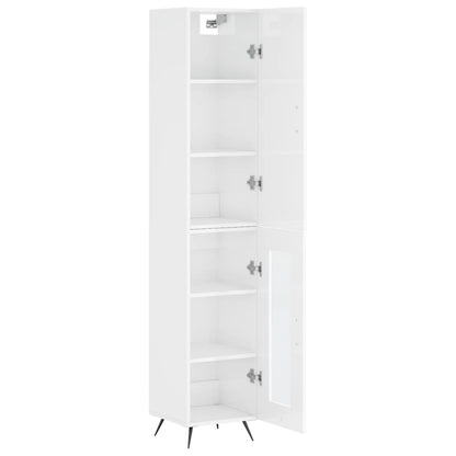 Skříň Highboard Bílá S Vysokým Leskem 34,5X34X180 Cm Kompozit