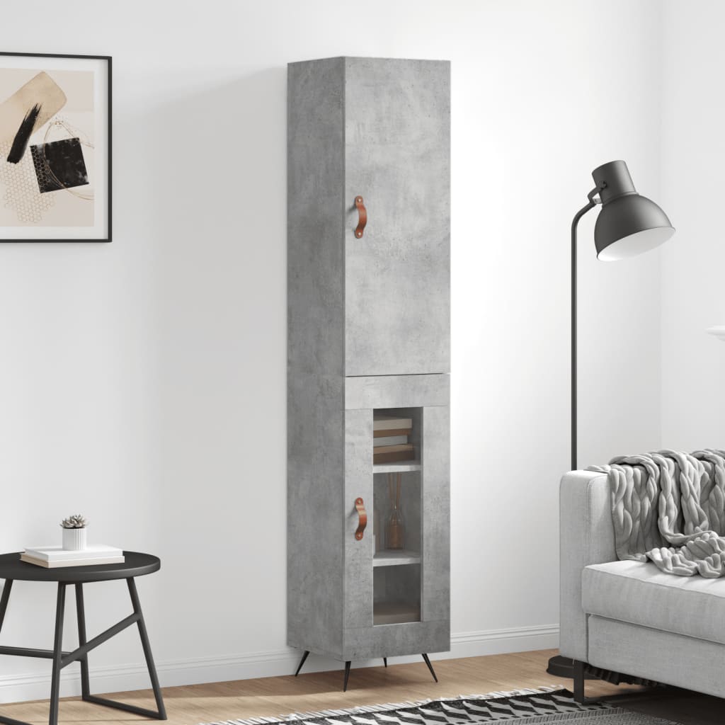 Skříň Highboard Betonově Šedá 34,5X34X180 Cm Kompozitní Dřevo