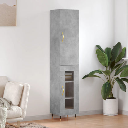 Skříň Highboard Betonově Šedá 34,5X34X180 Cm Kompozitní Dřevo