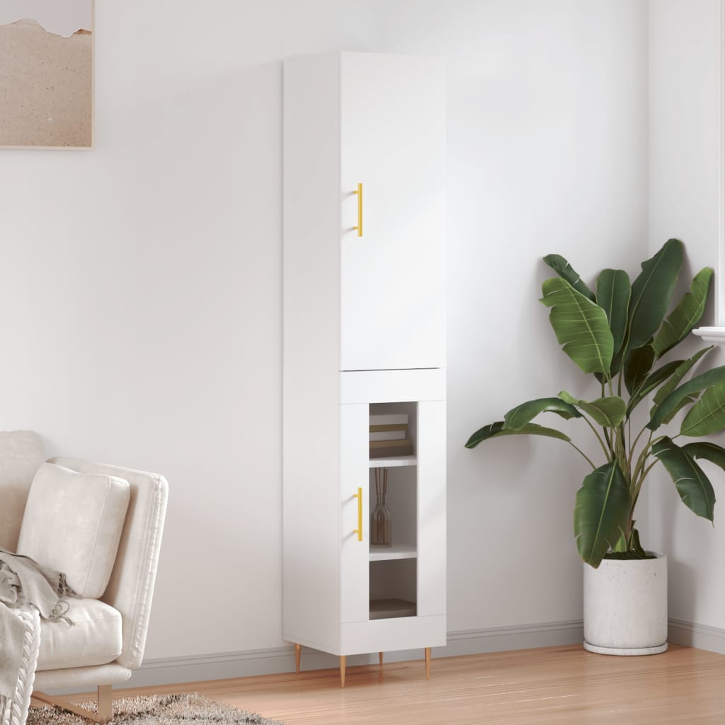 Skříň Highboard Betonově Šedá 34,5X34X180 Cm Kompozitní Dřevo