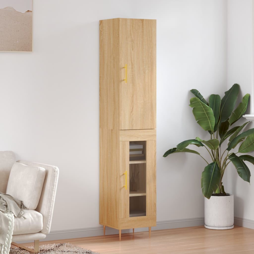 Skříň Highboard Betonově Šedá 34,5X34X180 Cm Kompozitní Dřevo