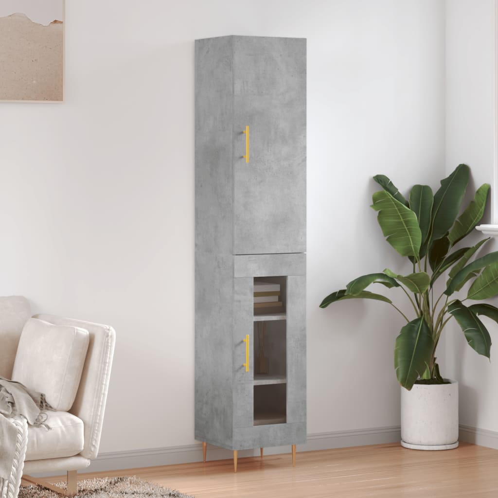 Skříň Highboard Betonově Šedá 34,5X34X180 Cm Kompozitní Dřevo