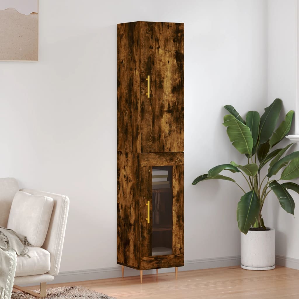 Skříň Highboard Betonově Šedá 34,5X34X180 Cm Kompozitní Dřevo