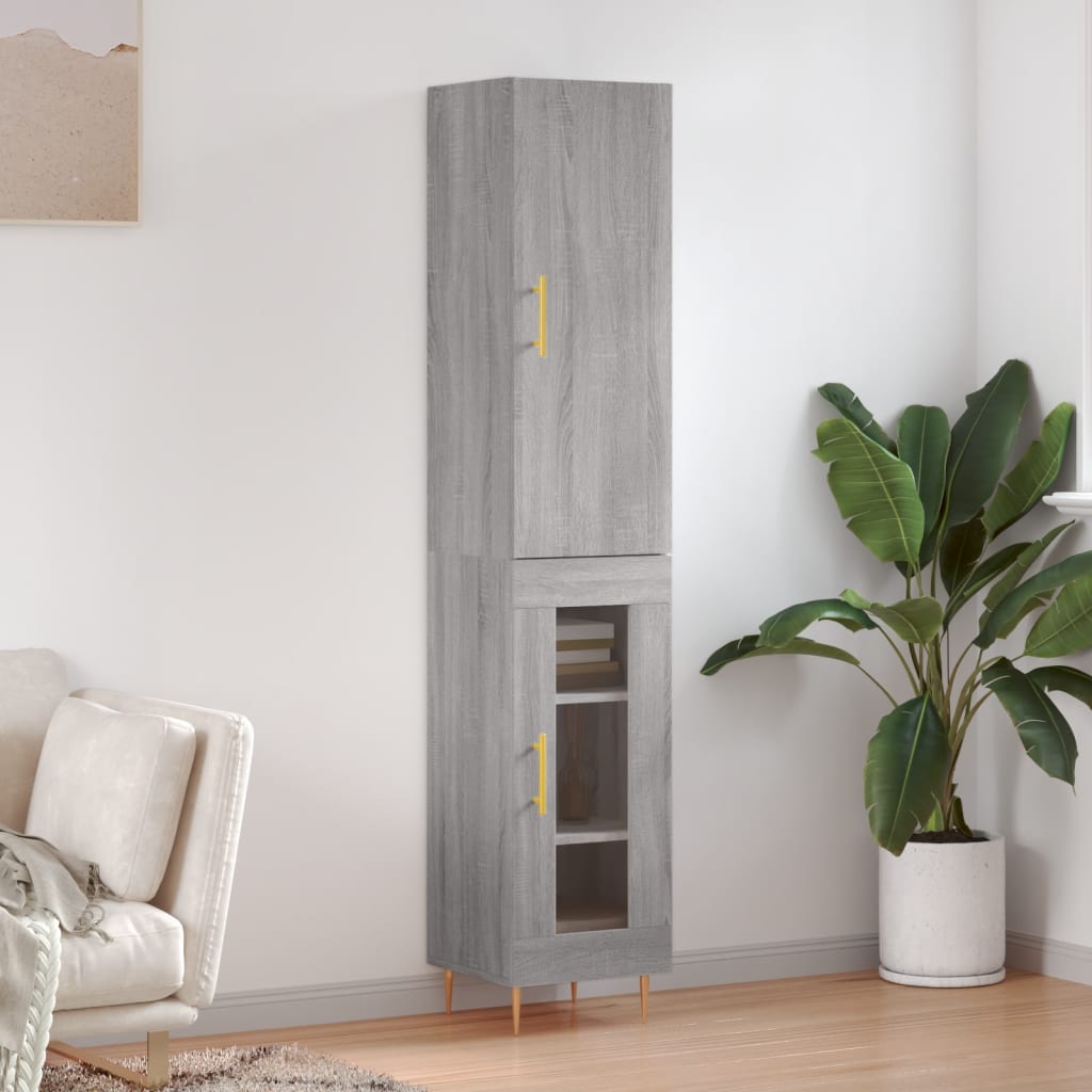 Skříň Highboard Betonově Šedá 34,5X34X180 Cm Kompozitní Dřevo