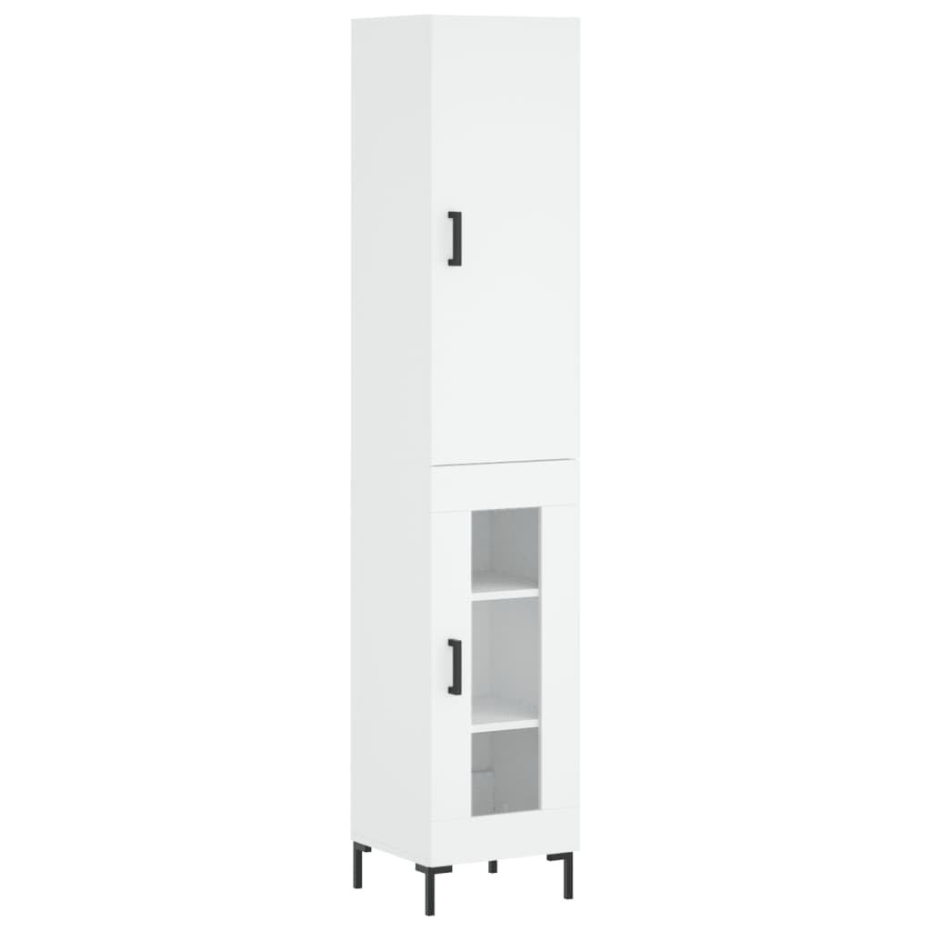 Skříň Highboard Bílá 34,5 X 34 X 180 Cm Kompozitní Dřevo