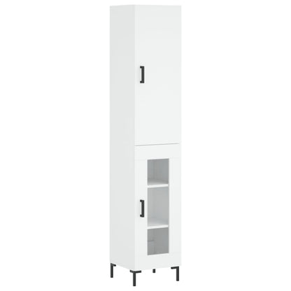 Skříň Highboard Bílá 34,5 X 34 X 180 Cm Kompozitní Dřevo