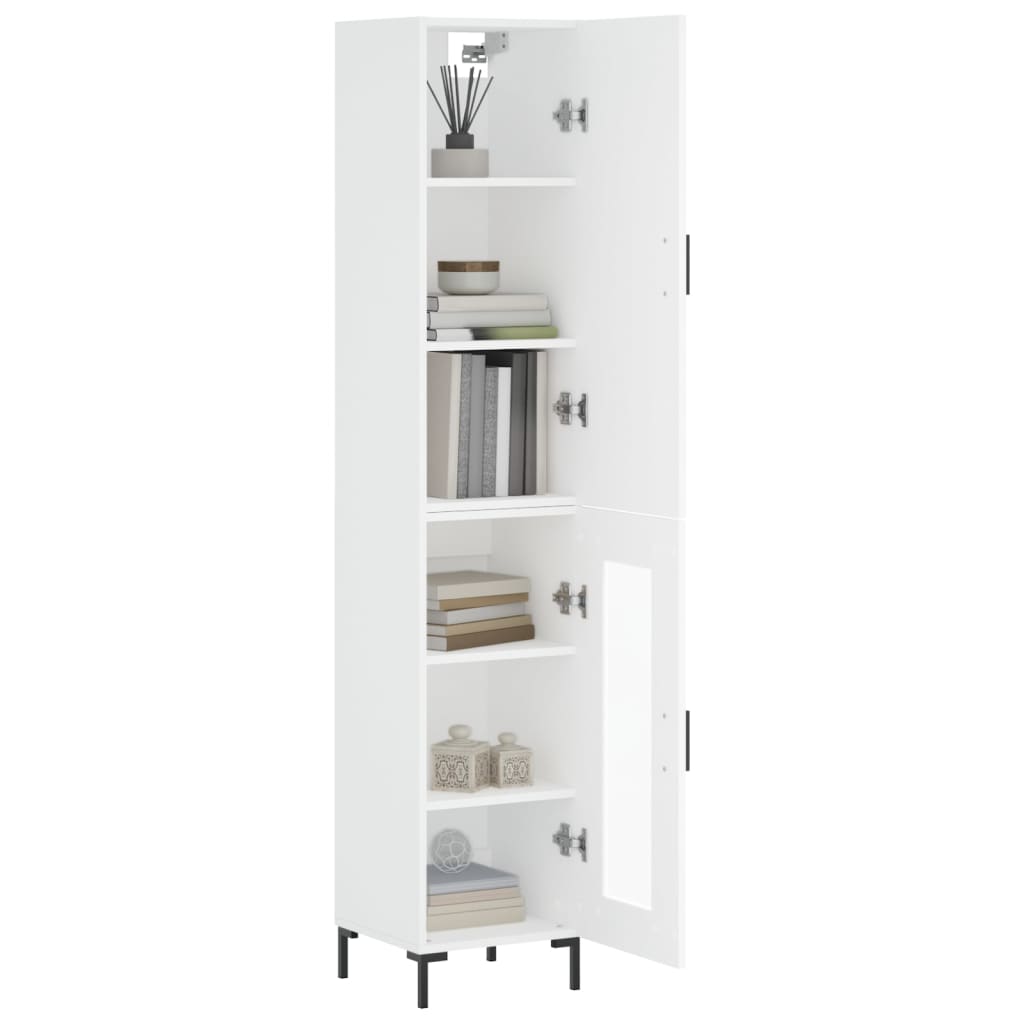 Skříň Highboard Bílá 34,5 X 34 X 180 Cm Kompozitní Dřevo