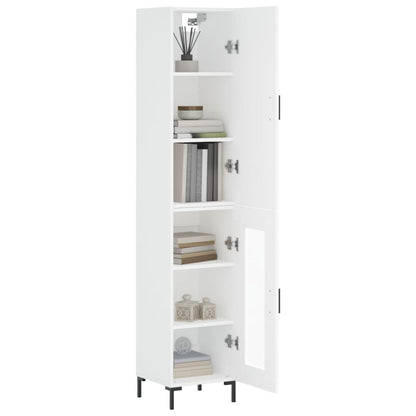 Skříň Highboard Bílá 34,5 X 34 X 180 Cm Kompozitní Dřevo