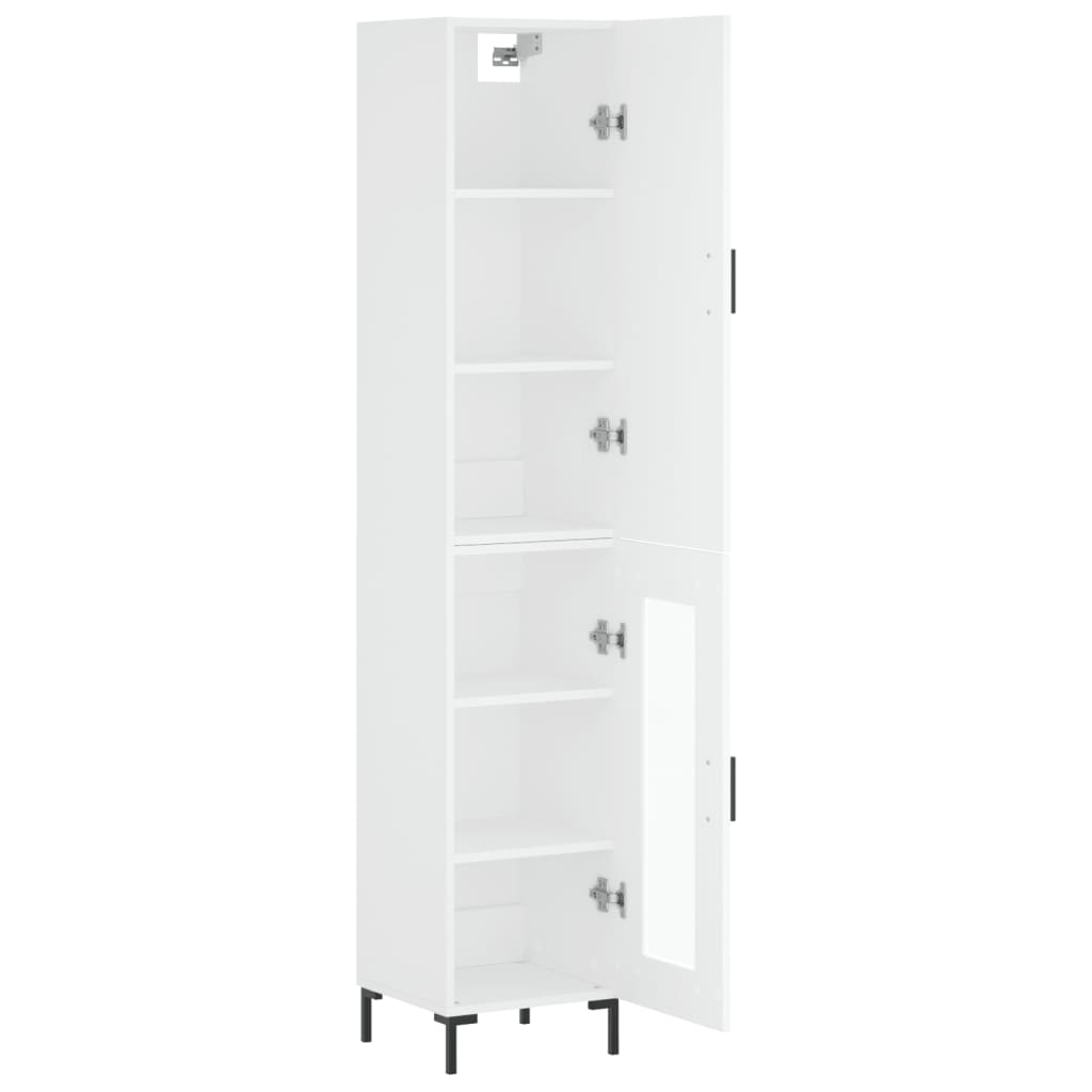 Skříň Highboard Bílá 34,5 X 34 X 180 Cm Kompozitní Dřevo