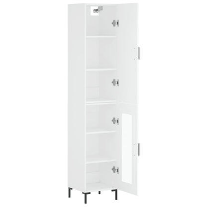 Skříň Highboard Bílá 34,5 X 34 X 180 Cm Kompozitní Dřevo