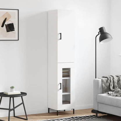 Skříň Highboard Bílá 34,5 X 34 X 180 Cm Kompozitní Dřevo