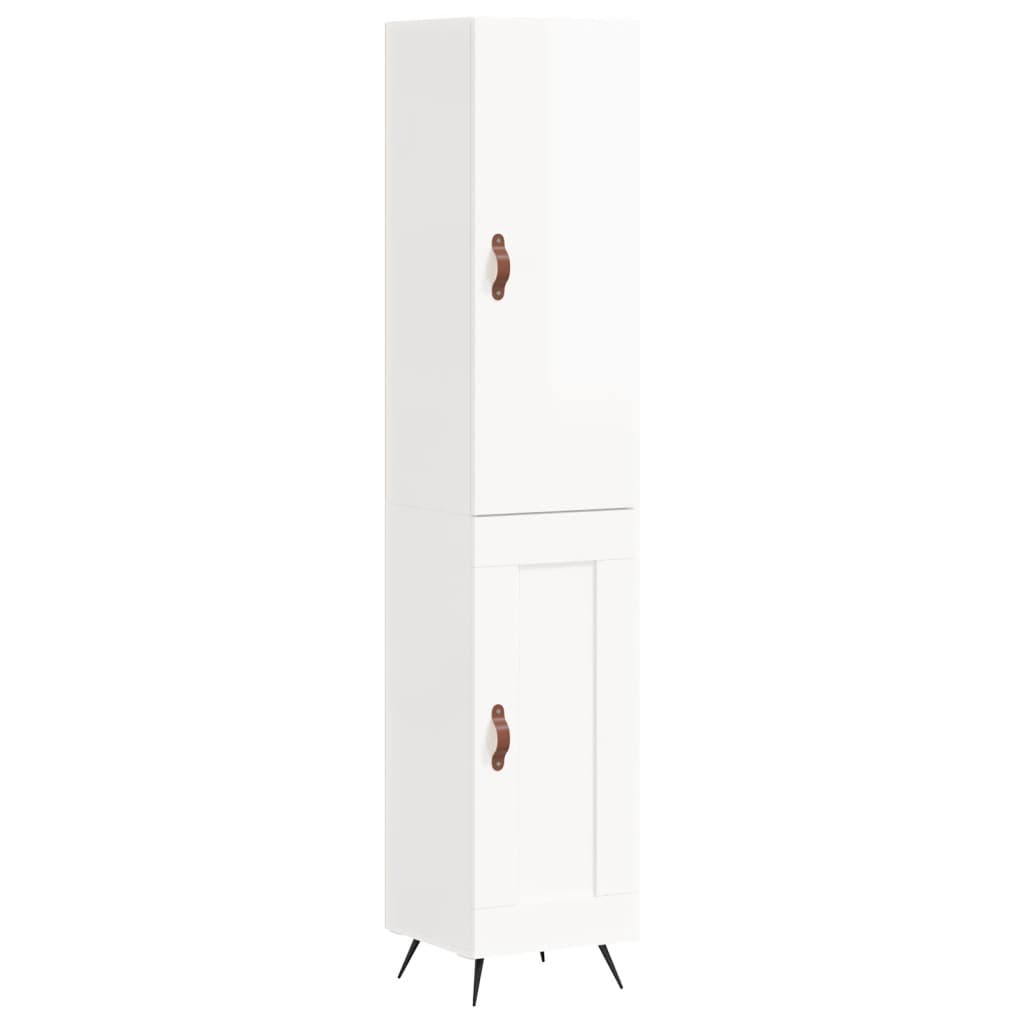Skříň Highboard Bílá S Vysokým Leskem 34,5X34X180 Cm Kompozit