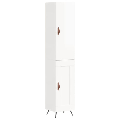 Skříň Highboard Bílá S Vysokým Leskem 34,5X34X180 Cm Kompozit