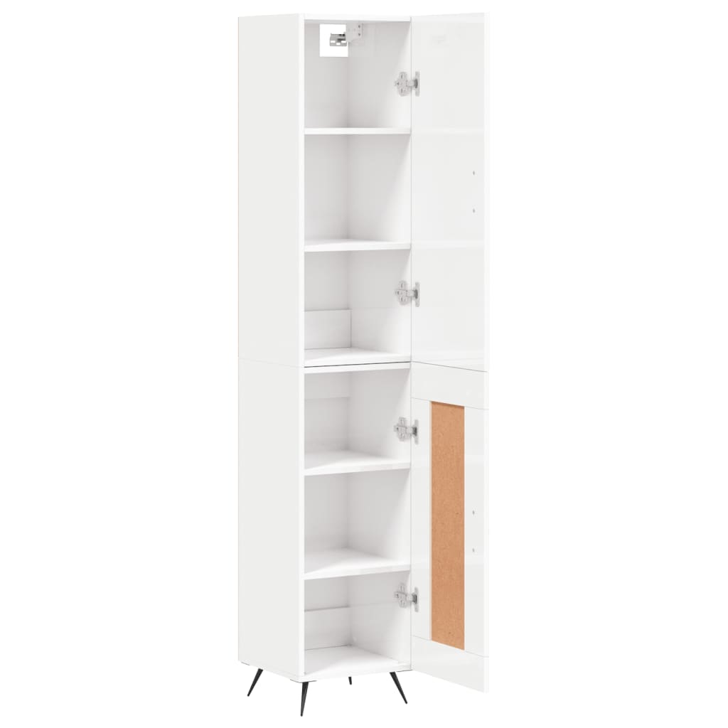 Skříň Highboard Bílá S Vysokým Leskem 34,5X34X180 Cm Kompozit