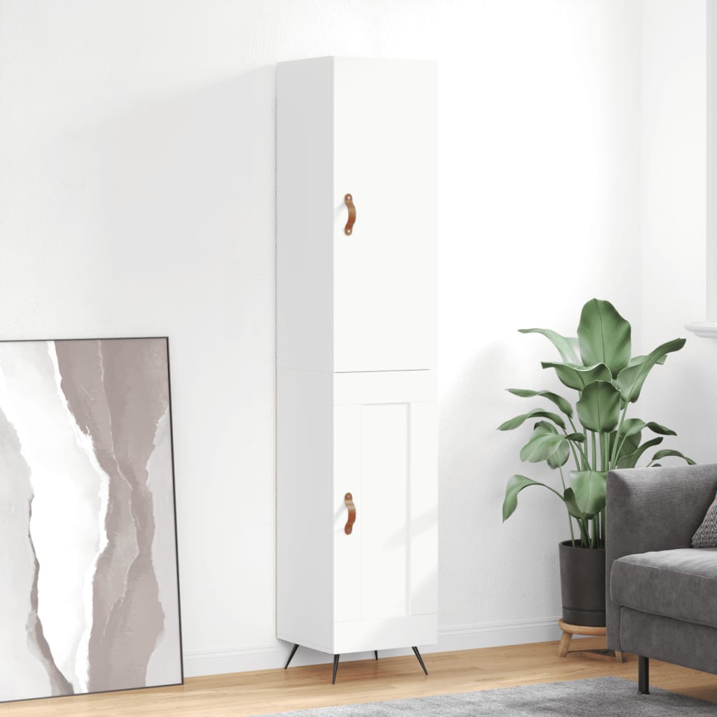 Skříň Highboard Bílá S Vysokým Leskem 34,5X34X180 Cm Kompozit