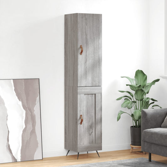 Skříň Highboard Šedá Sonoma 34,5 X 34 X 180 Cm Kompozitní Dřevo