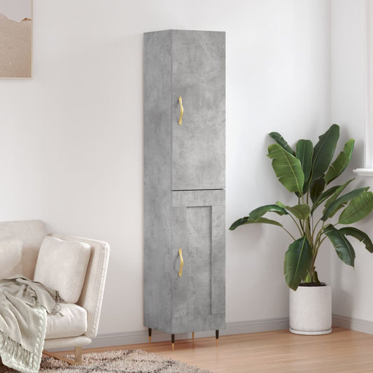 Skříň Highboard Betonově Šedá 34,5X34X180 Cm Kompozitní Dřevo