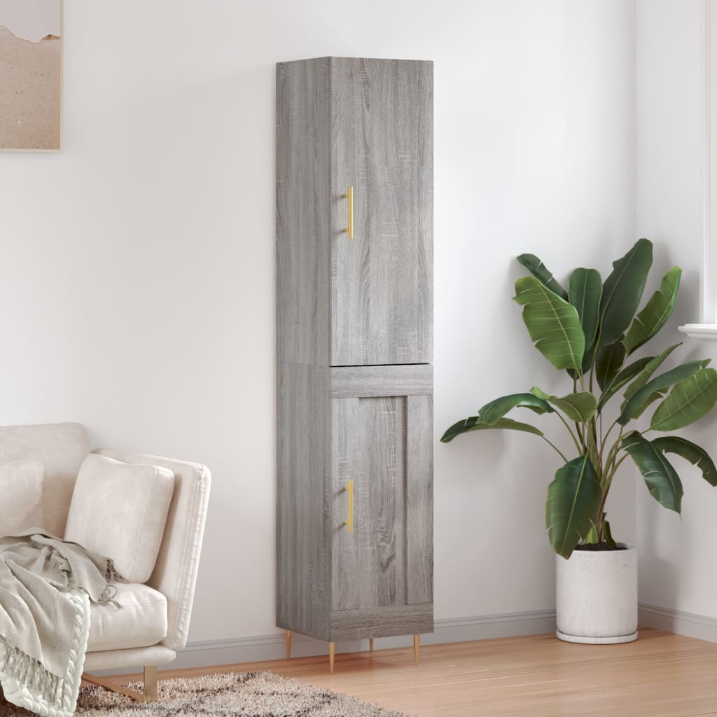 Skříň Highboard Betonově Šedá 34,5X34X180 Cm Kompozitní Dřevo