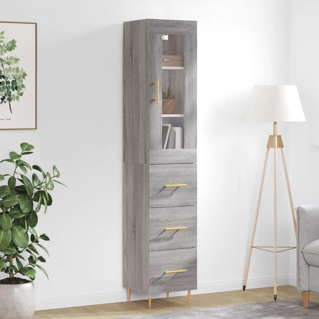 Skříň Highboard 34,5 X 34 X 180 Cm Kompozitní Dřevo